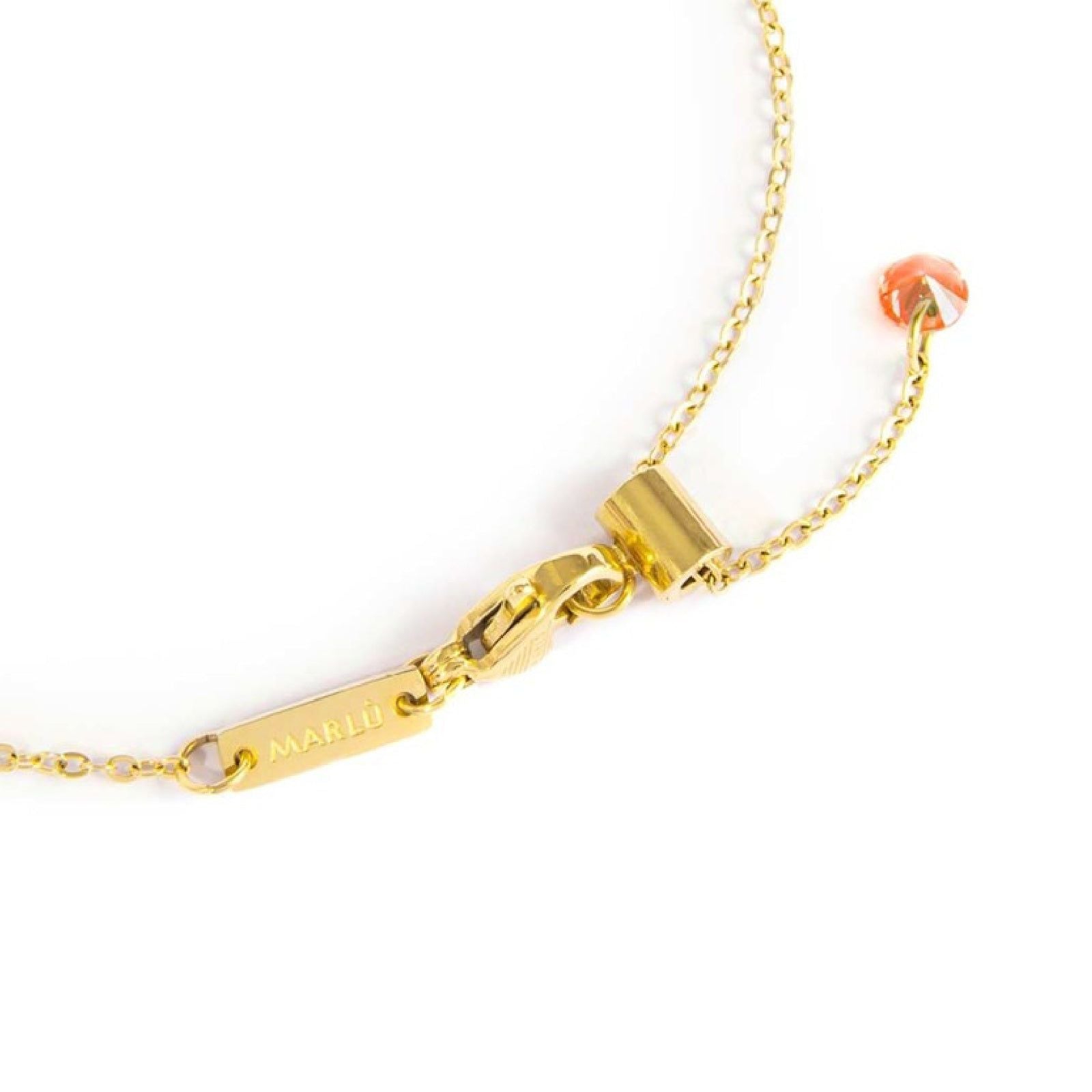 Collana girocollo Marlù Sparkles donna acciaio dorato con zirconi e smalto arancione 31CN0003G-H-2