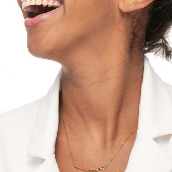 Collana girocollo Marlù Sparkles donna acciaio dorato con zirconi e smalto arancione 31CN0003G-H-3