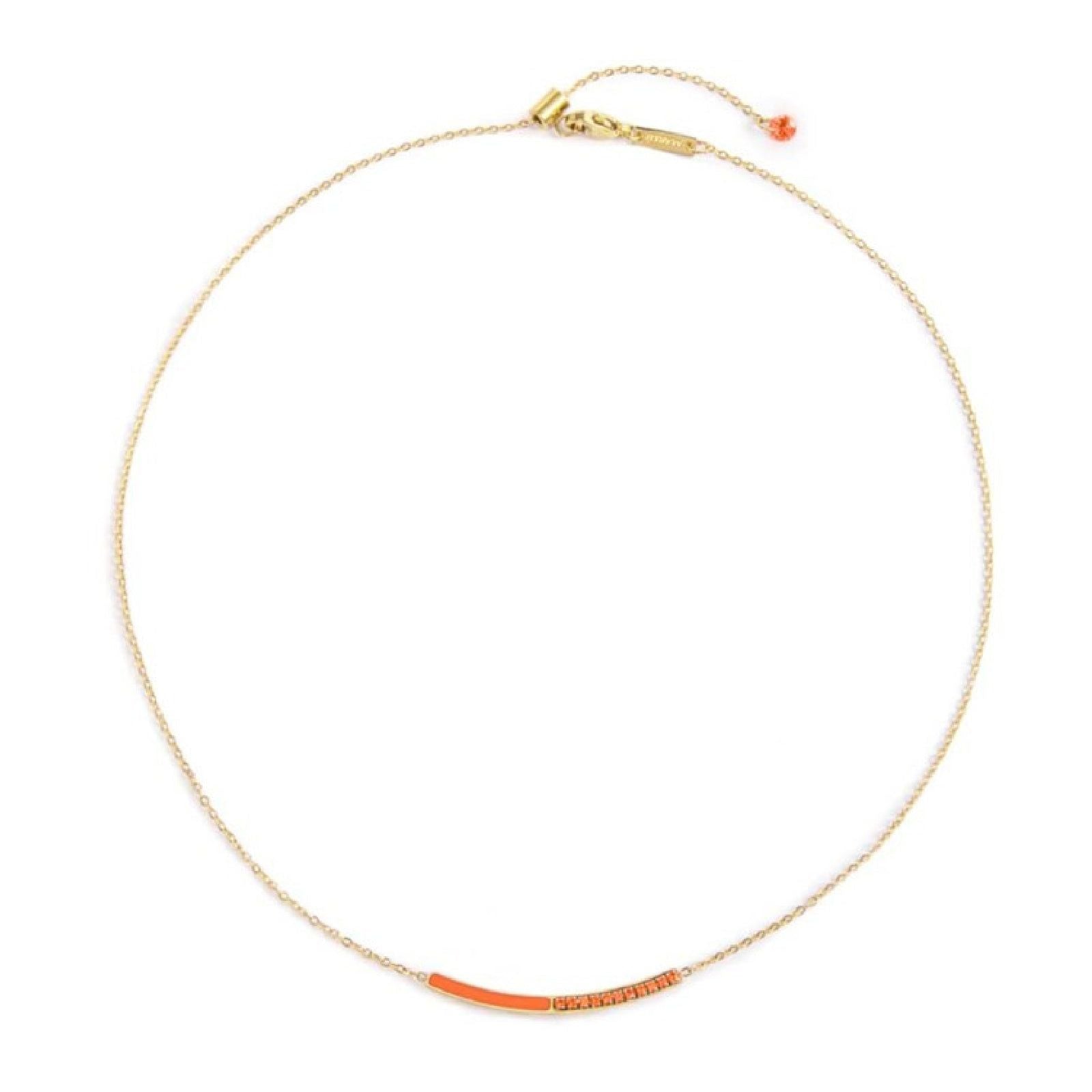 Collana girocollo Marlù Sparkles donna acciaio dorato con zirconi e smalto arancione 31CN0003G-H-4