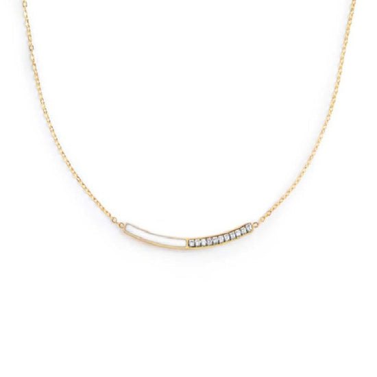 Collana girocollo Marlù Sparkles donna acciaio dorato con zirconi e smalto bianco 31CN0003G-W-1