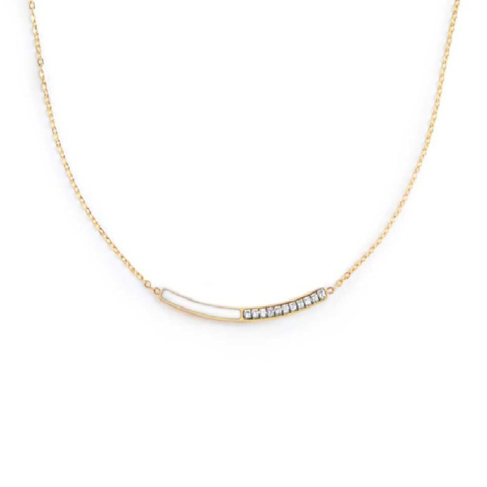 Collana girocollo Marlù Sparkles donna acciaio dorato con zirconi e smalto bianco 31CN0003G-W-1