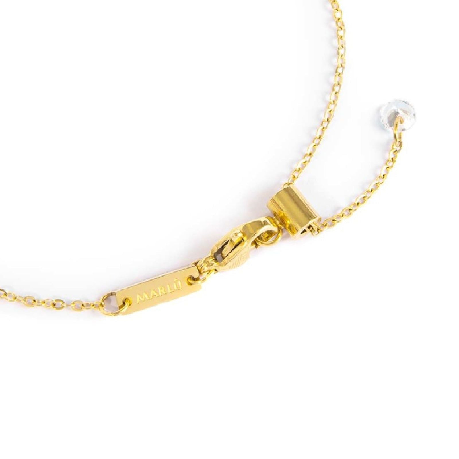 Collana girocollo Marlù Sparkles donna acciaio dorato con zirconi e smalto bianco 31CN0003G-W-2