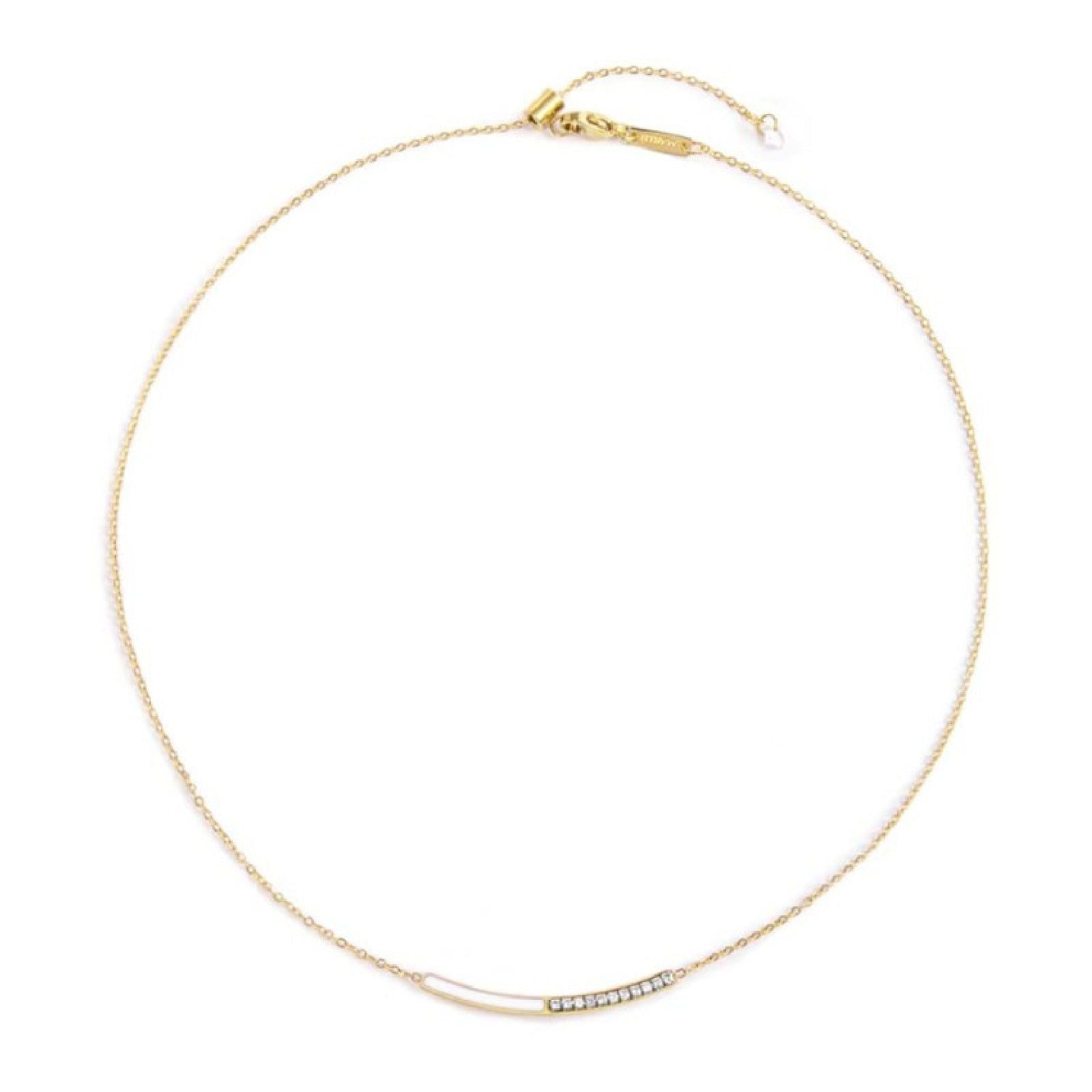 Collana girocollo Marlù Sparkles donna acciaio dorato con zirconi e smalto bianco 31CN0003G-W-4