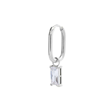 Orecchino singolo ovale donna Marlù Sparkles in acciaio con zircone bianco pendente 31OR0011-W-1