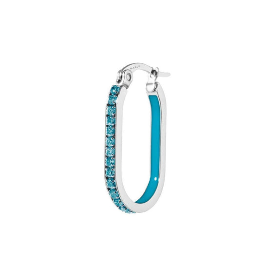 Orecchino singolo Marlù Sparkles donna acciaio con zirconi e smalto azzurro 31OR0013-AM-1