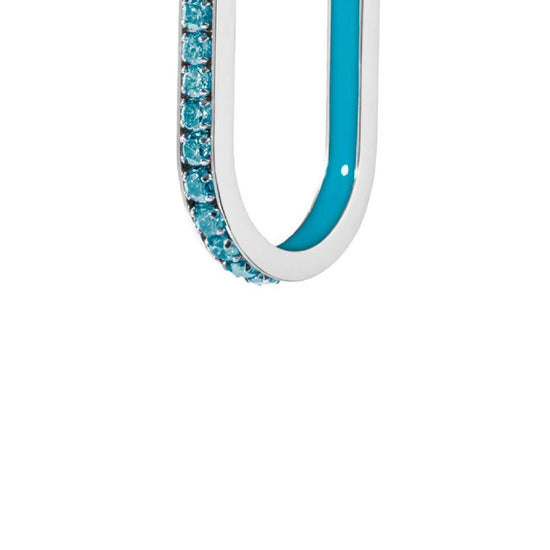 Orecchino singolo Marlù Sparkles donna acciaio con zirconi e smalto azzurro 31OR0013-AM-2