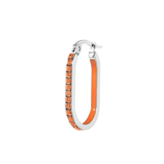 Orecchino singolo Marlù Sparkles donna acciaio con zirconi e smalto arancione 31OR0013-H-1