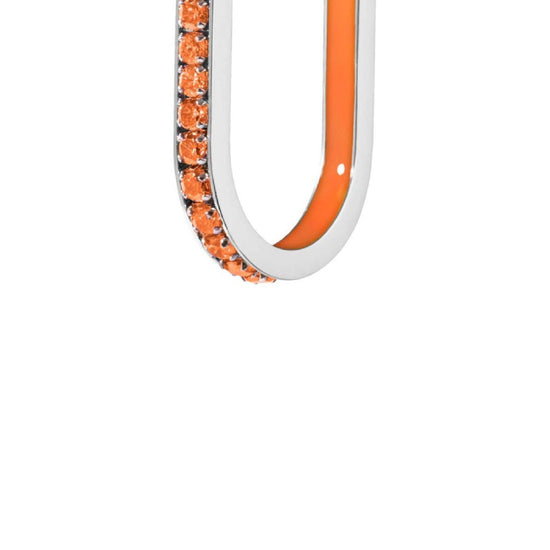 Orecchino singolo Marlù Sparkles donna acciaio con zirconi e smalto arancione 31OR0013-H-2