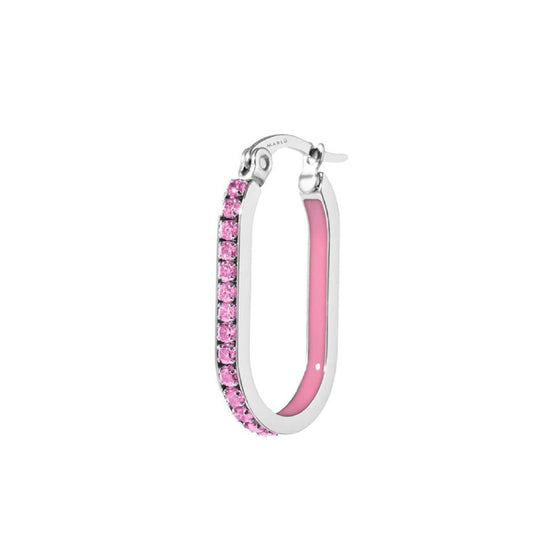 Orecchino singolo Marlù Sparkles donna acciaio con zirconi e smalto rosa 31OR0013-LF-1