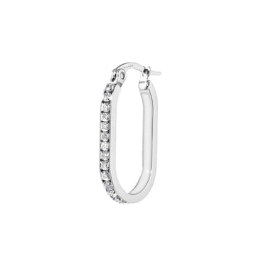 Orecchino singolo Marlù Sparkles donna acciaio con zirconi e smalto bianco 31OR0013-W-1