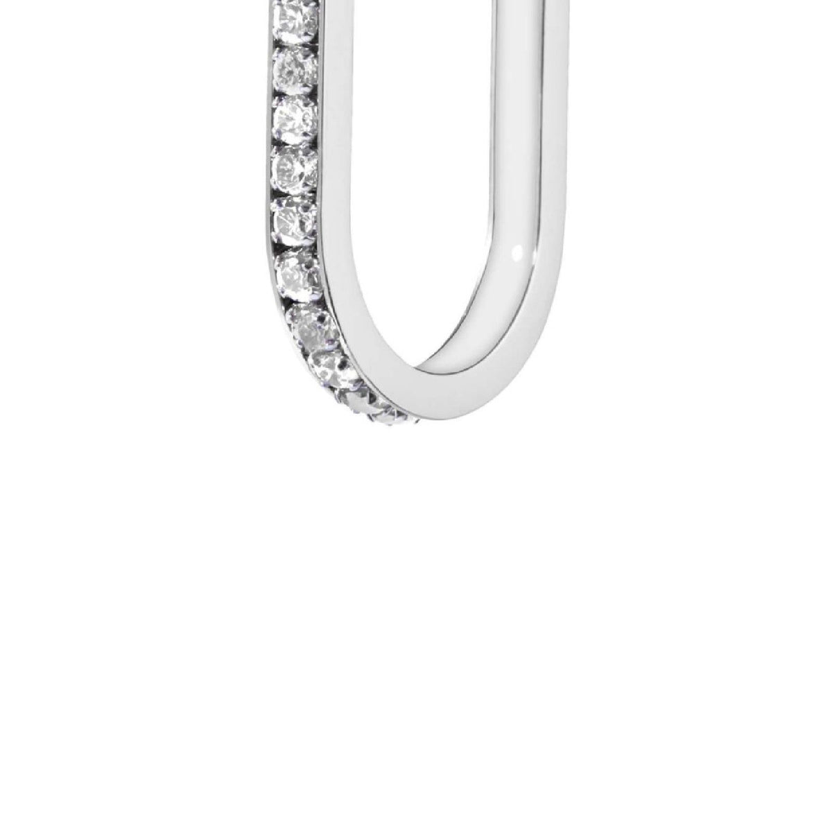 Orecchino singolo Marlù Sparkles donna acciaio con zirconi e smalto bianco 31OR0013-W-2