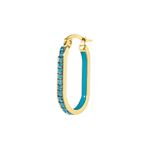 Orecchino singolo Marlù Sparkles donna acciaio dorato zirconi e smalto azzurro 31OR0013G-AM-1