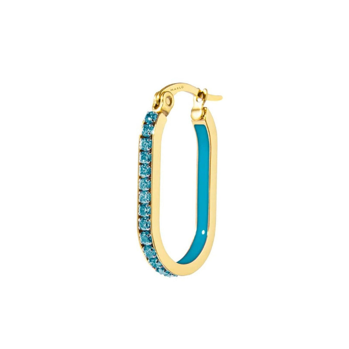Orecchino singolo Marlù Sparkles donna acciaio dorato zirconi e smalto azzurro 31OR0013G-AM-1