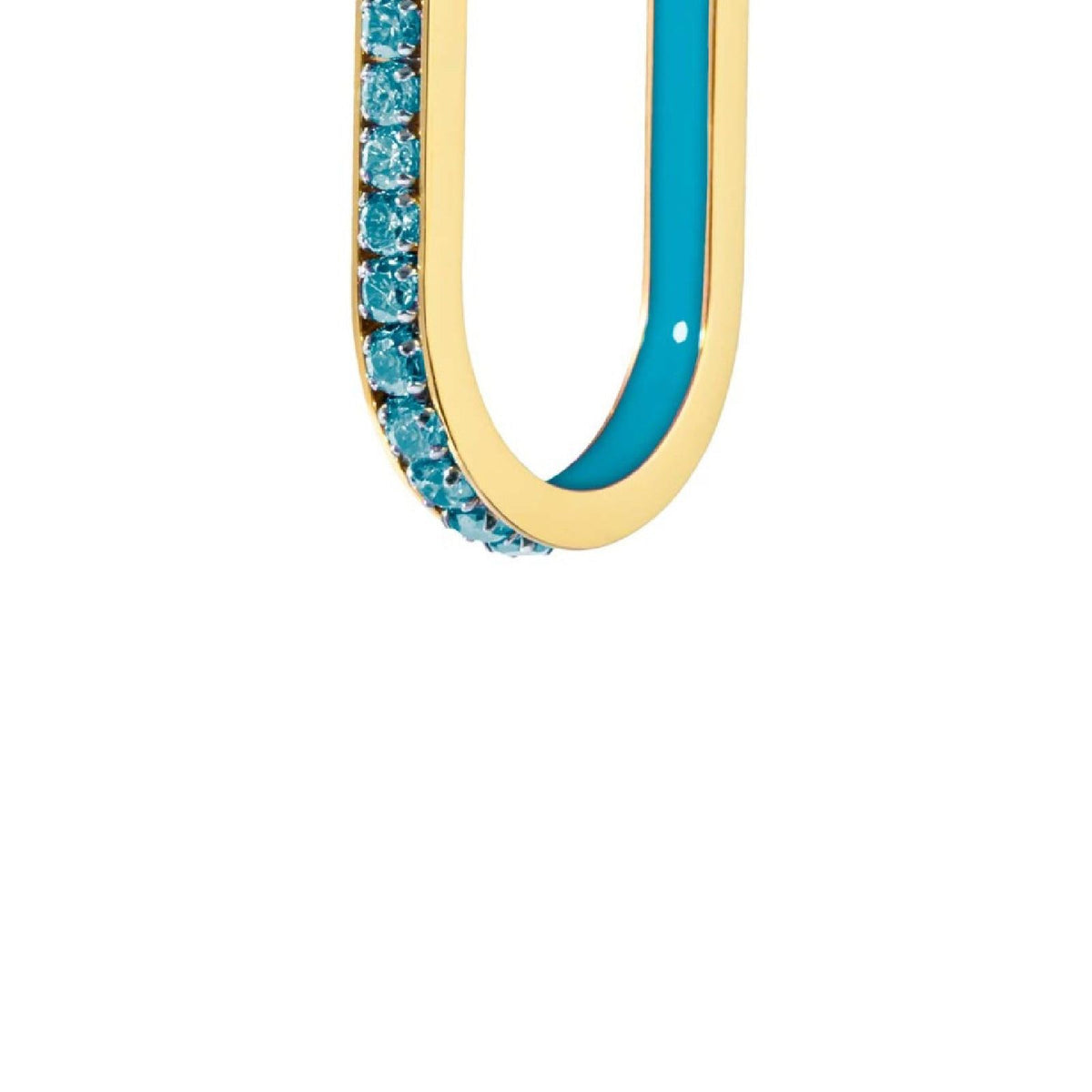 Orecchino singolo Marlù Sparkles donna acciaio dorato zirconi e smalto azzurro 31OR0013G-AM-2
