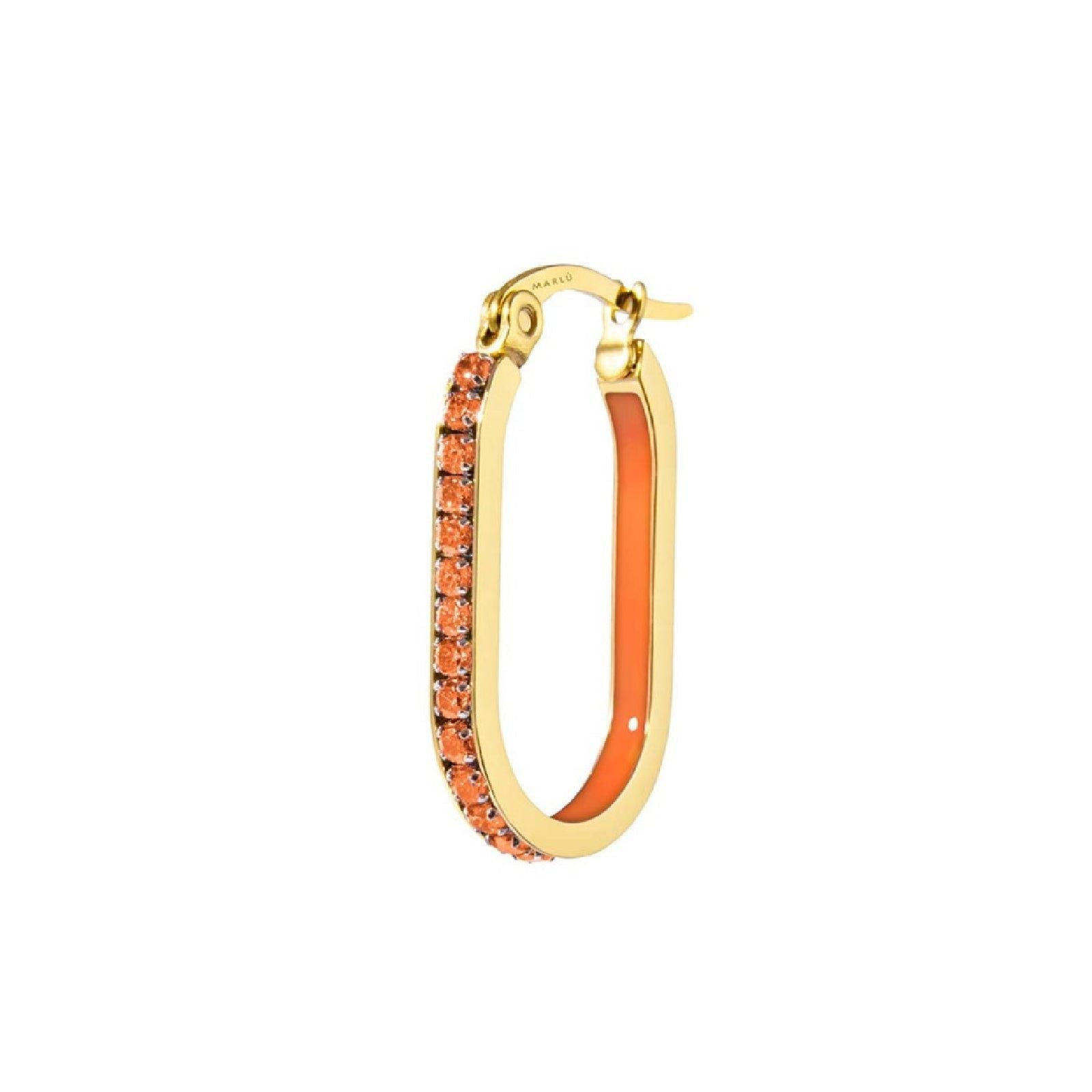 Orecchino singolo Marlù Sparkles donna acciaio dorato zirconi e smalto arancione 31OR0013G-H-1