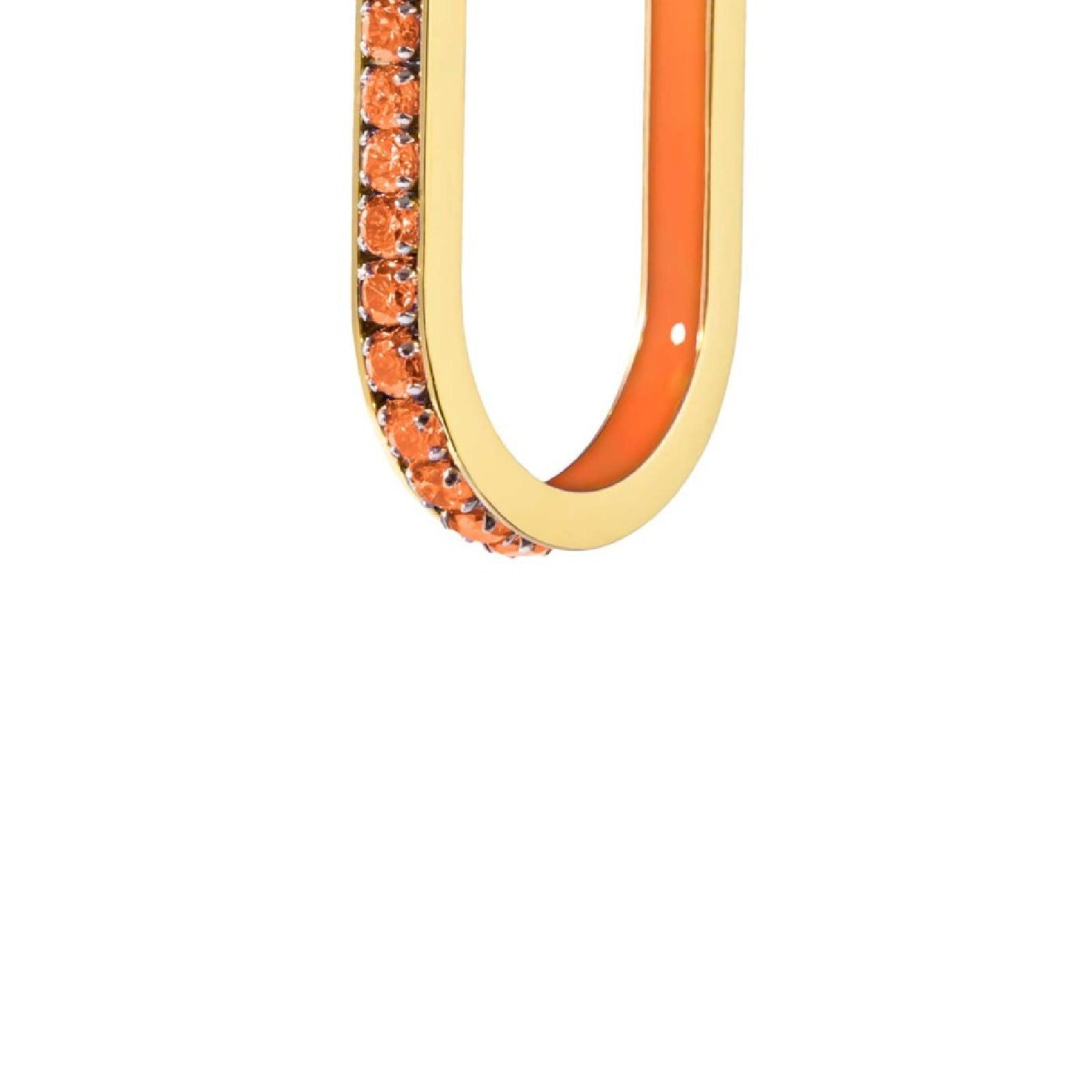 Orecchino singolo Marlù Sparkles donna acciaio dorato zirconi e smalto arancione 31OR0013G-H-2