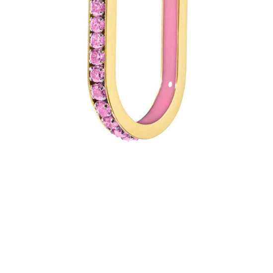 Orecchino singolo Marlù Sparkles donna acciaio dorato zirconi e smalto rosa 31OR0013G-LF-2