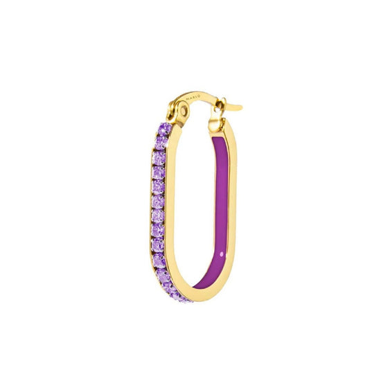Orecchino singolo Marlù Sparkles donna acciaio dorato zirconi e smalto viola 31OR0013G-P-1