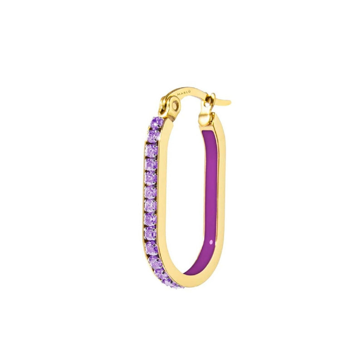 Orecchino singolo Marlù Sparkles donna acciaio dorato zirconi e smalto viola 31OR0013G-P-1