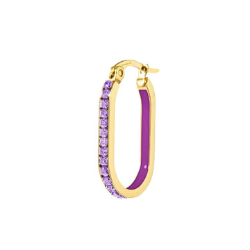 Orecchino singolo Marlù Sparkles donna acciaio dorato zirconi e smalto viola 31OR0013G-P-1