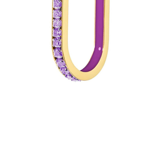 Orecchino singolo Marlù Sparkles donna acciaio dorato zirconi e smalto viola 31OR0013G-P-2