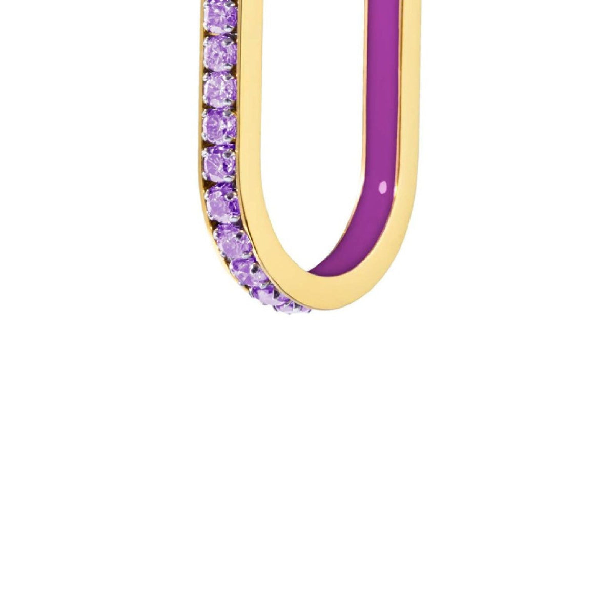 Orecchino singolo Marlù Sparkles donna acciaio dorato zirconi e smalto viola 31OR0013G-P-2