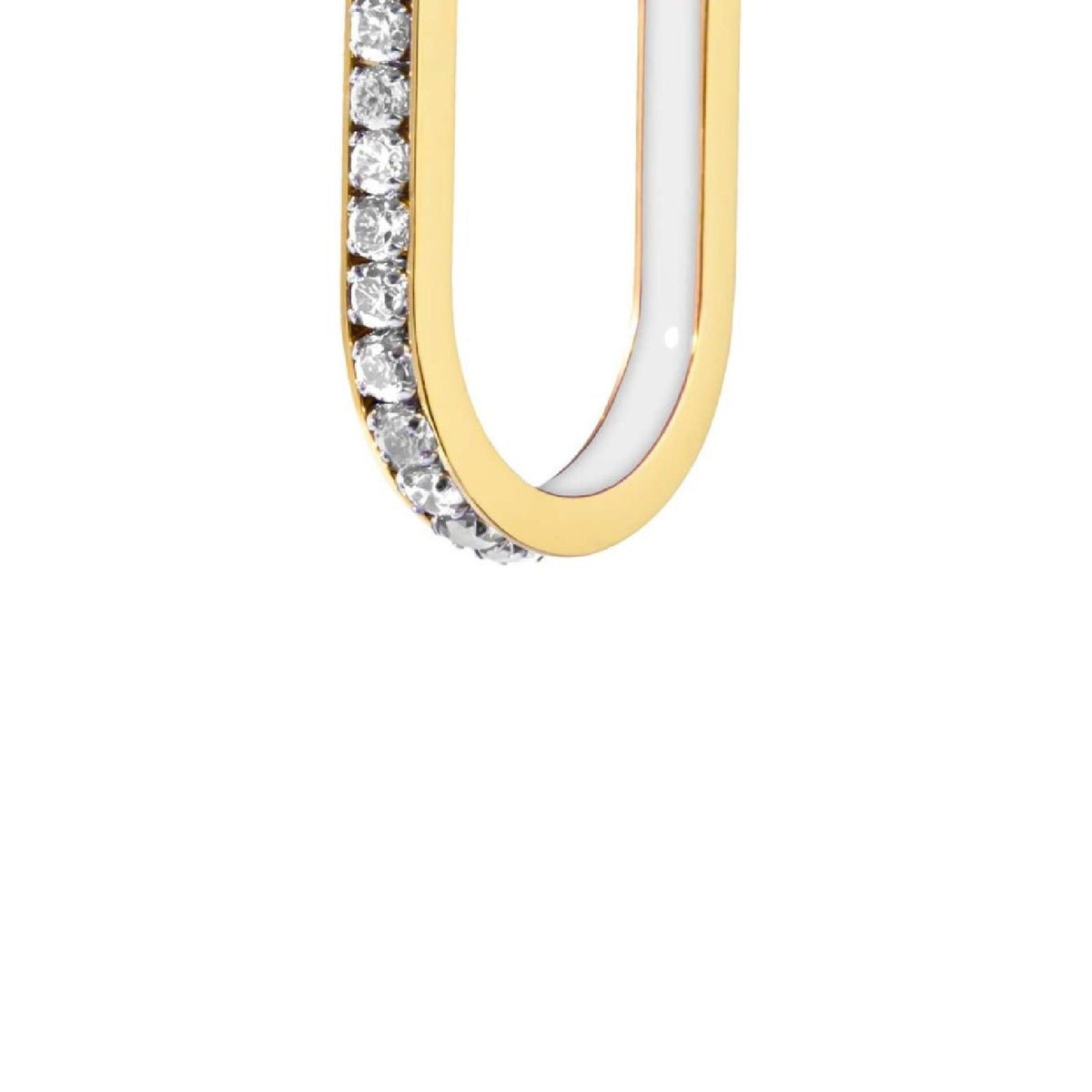 Orecchino singolo Marlù Sparkles donna acciaio dorato zirconi e smalto bianco 31OR0013G-W-2
