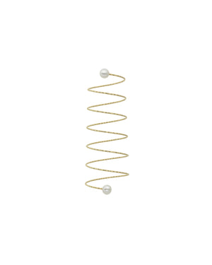 Anello a spirale allungata da donna MagicWire Galassie in oro giallo 18kt e 2 perle di fiume bianche 32-AS-GPB-01