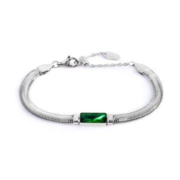 Bracciali catena snake da donna Marlù Vision in acciaio e cristallo verde 33BR0024-V-1