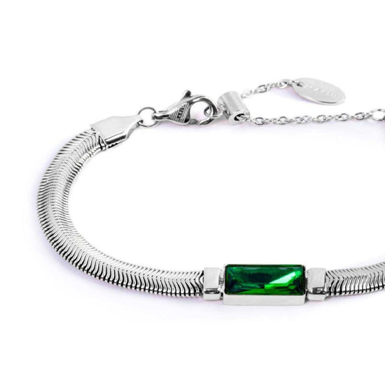 Bracciali catena snake da donna Marlù Vision in acciaio e cristallo verde 33BR0024-V-2