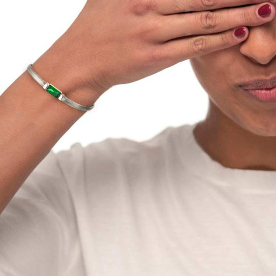 Bracciali catena snake da donna Marlù Vision in acciaio e cristallo verde 33BR0024-V-3