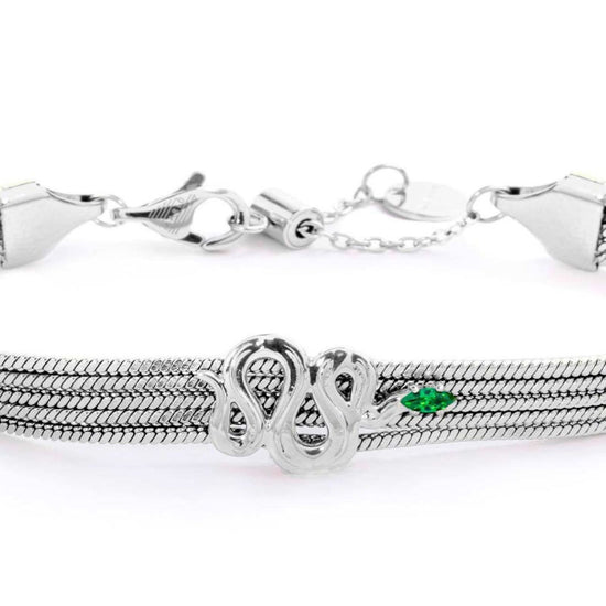 Bracciale snake multifilo da donna Marlù Vision in acciaio con serpente e zircone verde 33BR0028-V-2