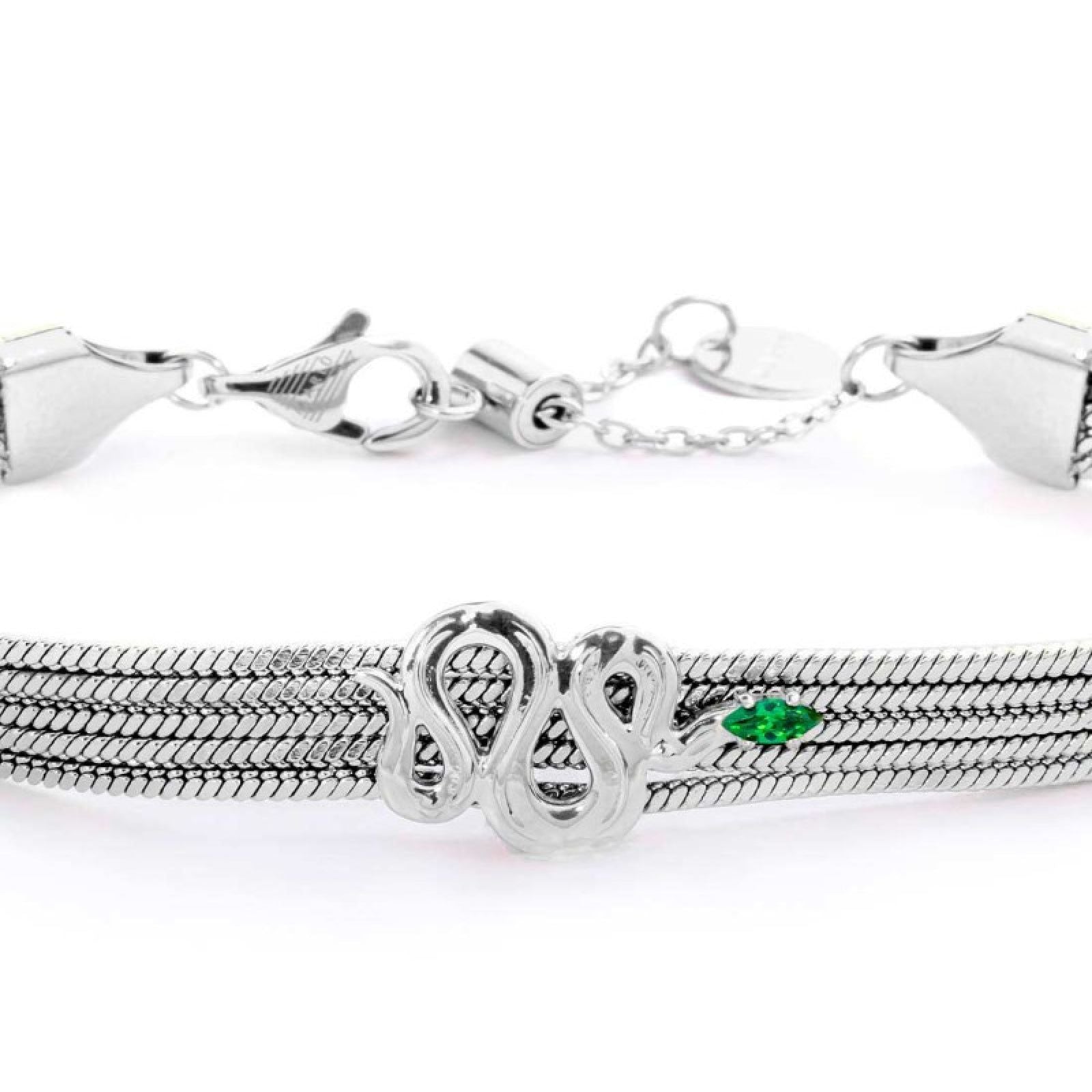 Bracciale snake multifilo da donna Marlù Vision in acciaio con serpente e zircone verde 33BR0028-V-2