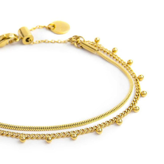 Bracciali catena Marlù Vision da donna acciaio dorato con catena snake e grumetta 33BR0042G-2