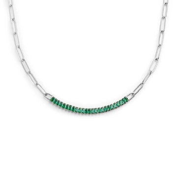 Collana catena da donna Marlù Vision in acciaio con cristalli verdi 33CN0014-V-1