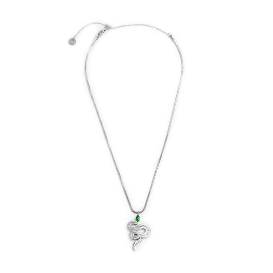 Collana snake quadrata da donna Marlù Vision in acciaio con serpente pendente e zircone verde 33CN0018-V