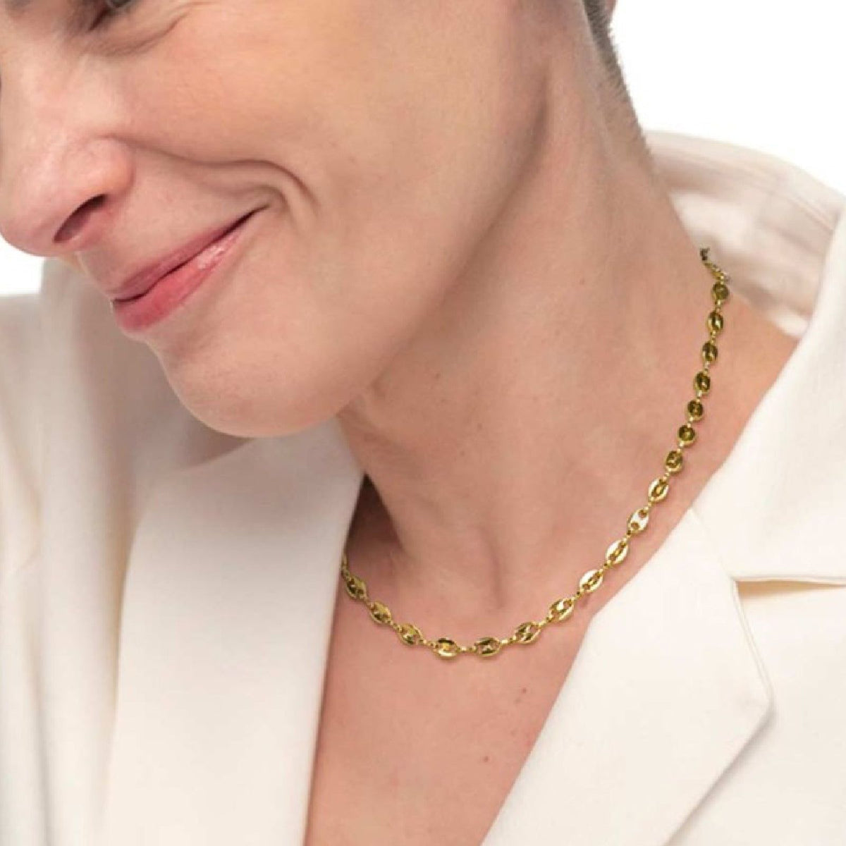 Collana girocollo Marlù Vision da donna acciaio dorato con catena marine 33CN0027G-3