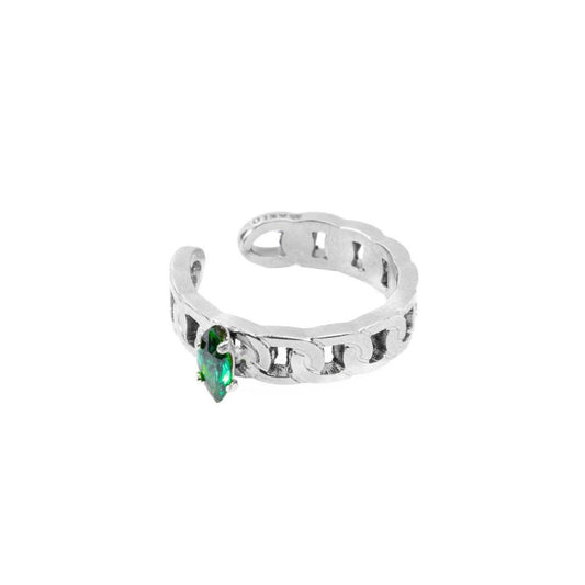 Mono orecchino earcuff da donna Marlù Vision in acciaio con zircone verde 33OR0040-V-1