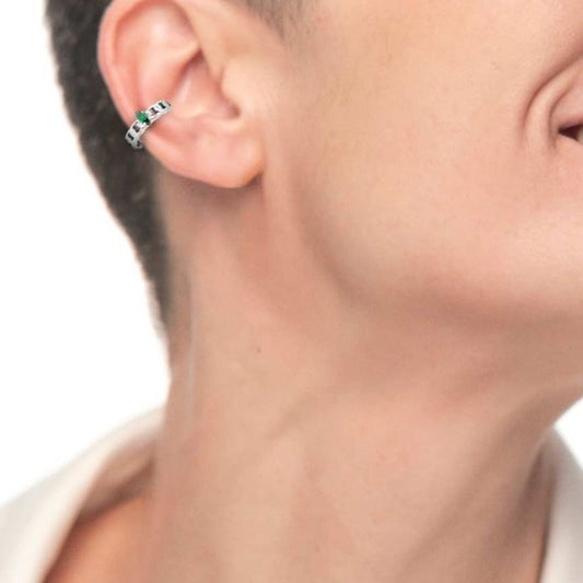 Mono orecchino earcuff da donna Marlù Vision in acciaio con zircone verde 33OR0040-V-2