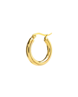 Mono orecchino a cerchio unisex della collezione Marlù Vision in acciaio inossidabile 316L dorato diametro 2,2cm 33OR0042G