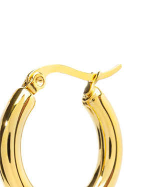 Mono orecchino a cerchio unisex della collezione Marlù Vision in acciaio inossidabile 316L dorato diametro 2,2cm 33OR0042G