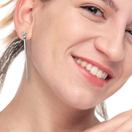 Orecchino pendente Marlù Vision donna acciaio con sfera e catena snake 33OR0055-3