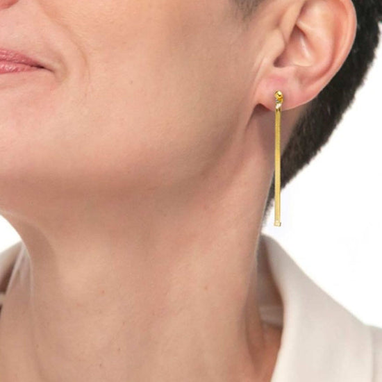 Orecchino pendente Marlù Vision donna acciaio dorato sfera e catena snake 33OR0055G-3