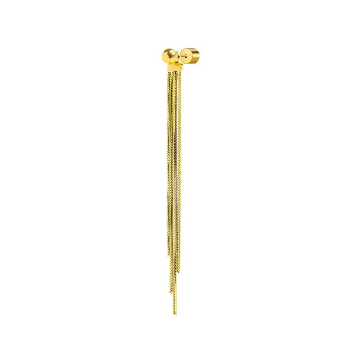 Orecchino pendente Marlù Vision donna acciaio dorato sfera e catena snake quadrata 33OR0057G-1