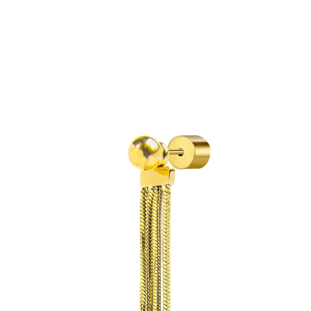Orecchino pendente Marlù Vision donna acciaio dorato sfera e catena snake quadrata 33OR0057G-2