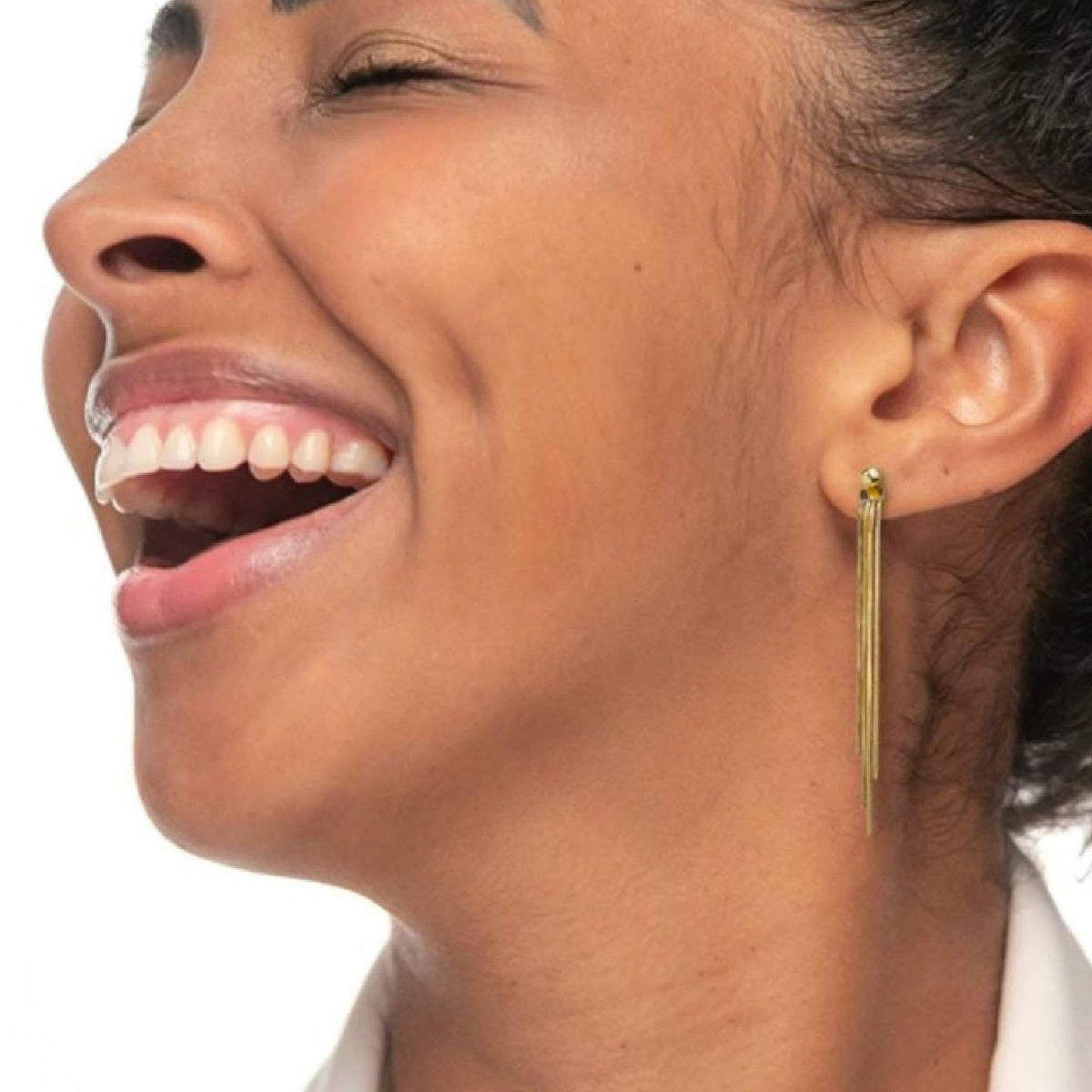 Orecchino pendente Marlù Vision donna acciaio dorato sfera e catena snake quadrata 33OR0057G-3