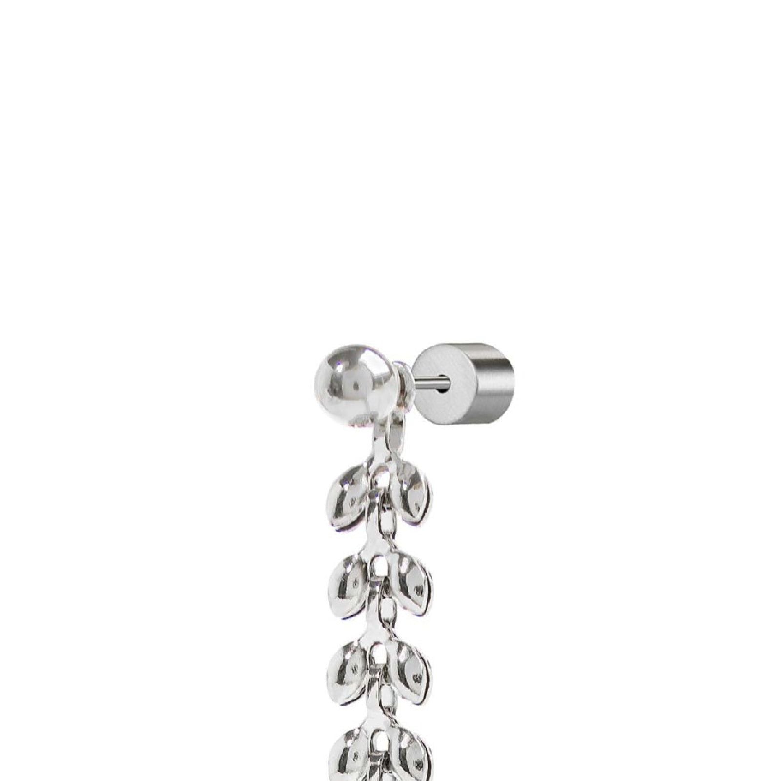 Orecchino pendente Marlù Vision donna acciaio sfera e catena a foglia chevron 33OR0058-2