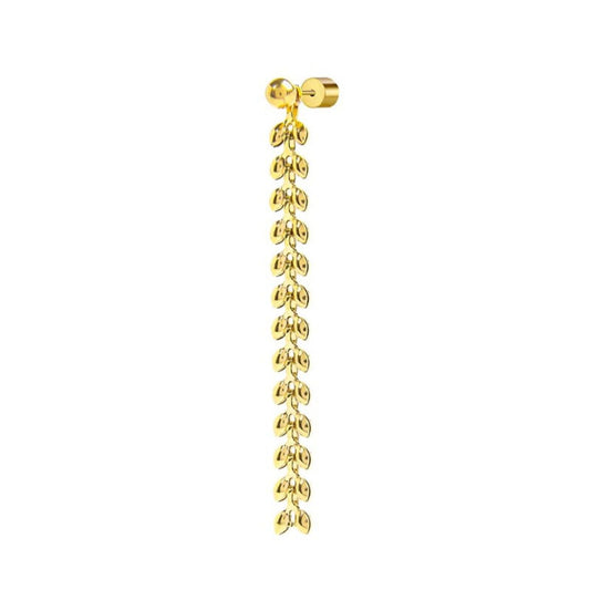 Orecchino pendente Marlù Vision donna acciaio dorato sfera e catena a foglia chevron 33OR0058G-1