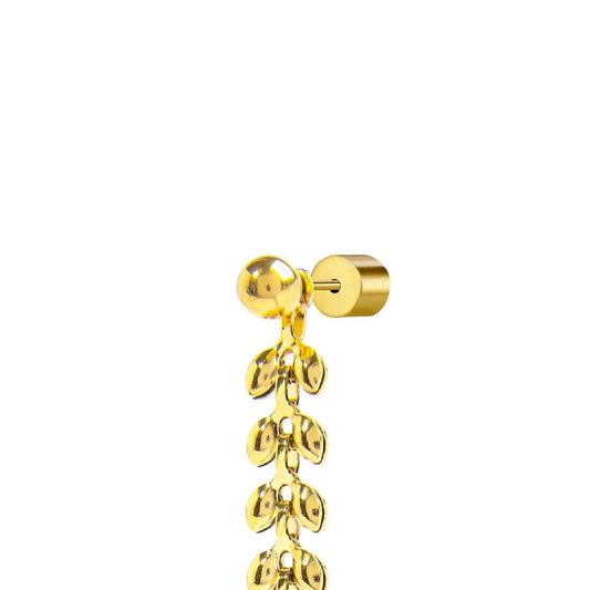 Orecchino pendente Marlù Vision donna acciaio dorato sfera e catena a foglia chevron 33OR0058G-2