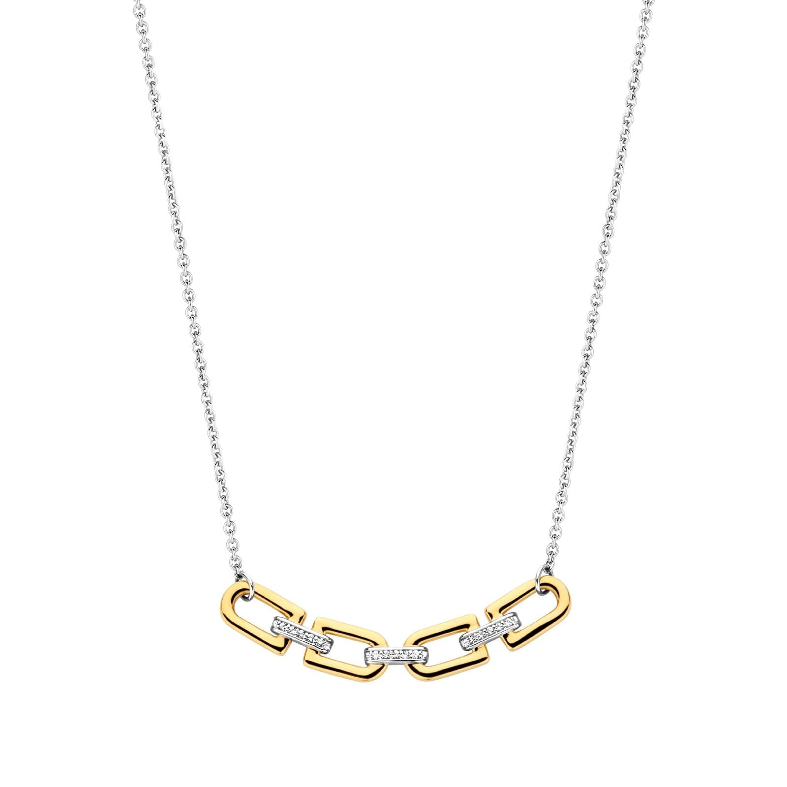 Collana donna TI SENTO Milano in argento dorato maglie e zirconi 34044ZY-42-1